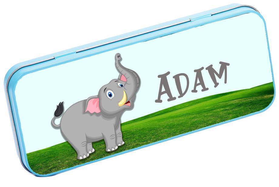 Personalised Any Name Jungle Pencil Case Tin Children School Kids Stationary 18