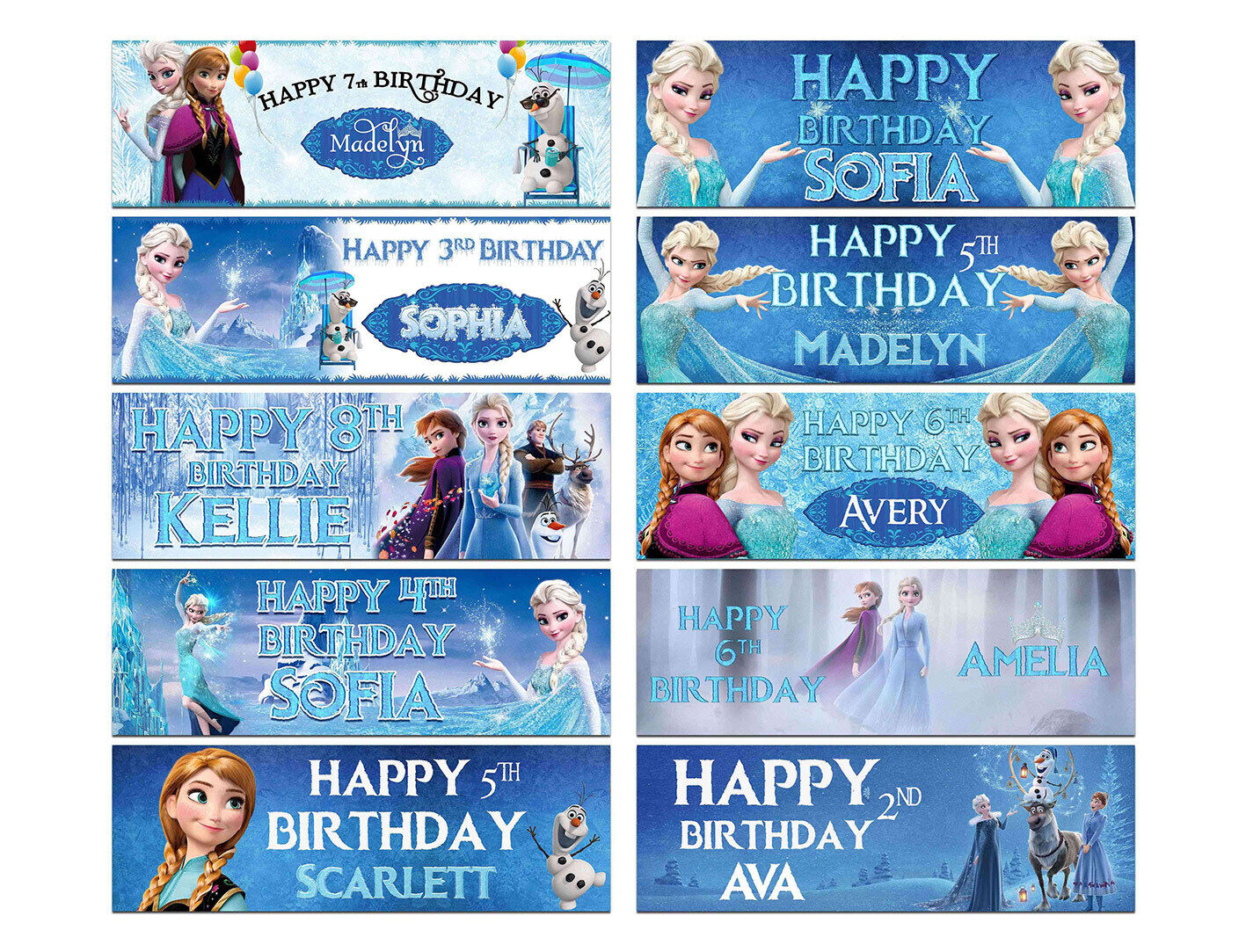 Personalised Birthday Banners Princess  Design Children Kid Party Decoration 62