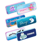 Personalised Any Name Animal Pencil Case Tin Children School Kids Stationary 15