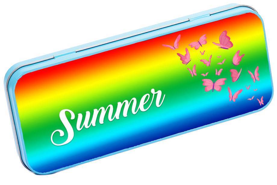 Personalised Any Name Butterfly Pencil Case Tin School Kids Stationary 17