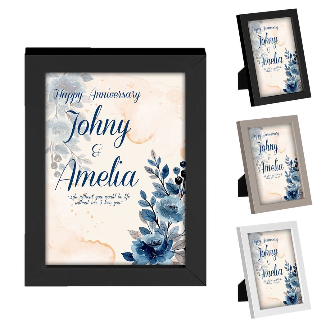 Personalised Anniversary Wooden Frames Any Image Name Wedding Gift Mr and Mrs 13