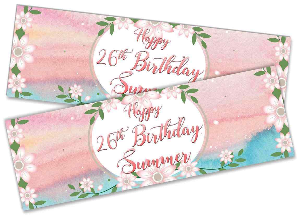 Personalised Birthday Banners Floral Design Kids adult Party Decoration 86