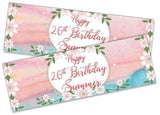 Personalised Birthday Banners Floral Design Kids adult Party Decoration 86