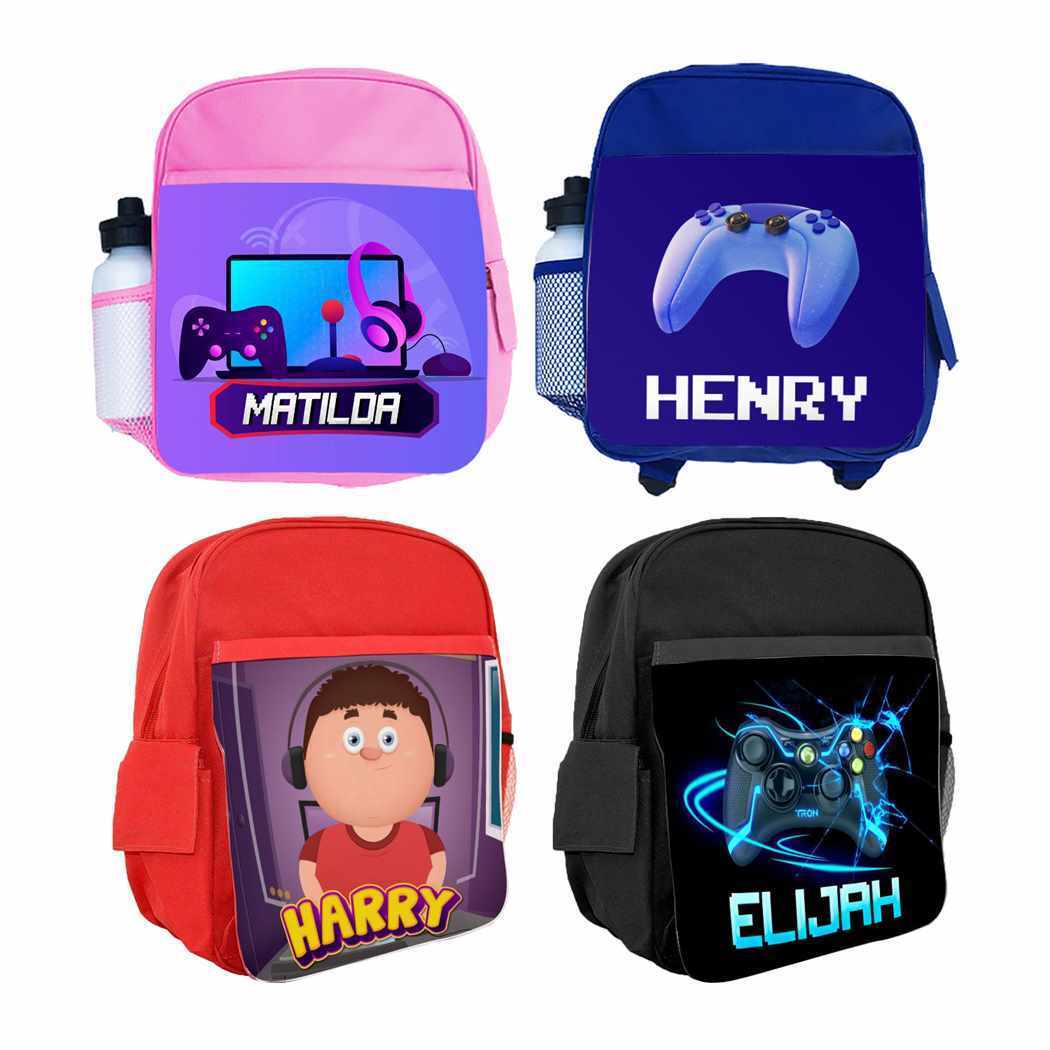 Personalised Kids Backpack Any Name Gaming Boys Girls Children School Bag 8