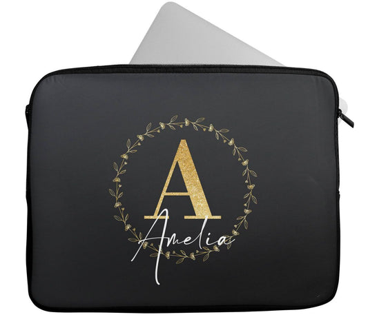 Personalised Any Name Floral Design Laptop Case Sleeve Tablet Bag 64