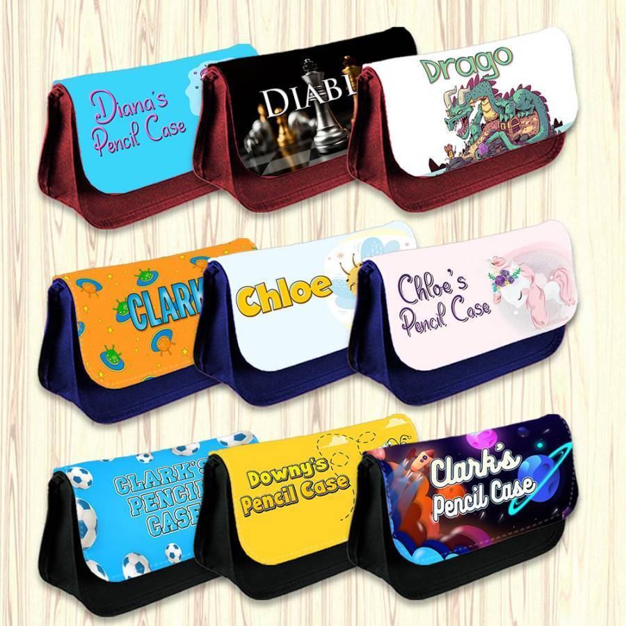 Personalised Pencil Case Generic Girls Boys Stationary Kids School Bag 24