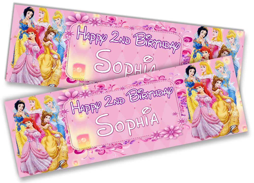 Personalised Birthday Banners Princess  Design Children Kid Party Decoration 72