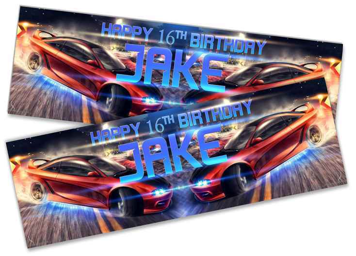 Personalised Birthday Banners Car Design Children Kids Party Decoration 175