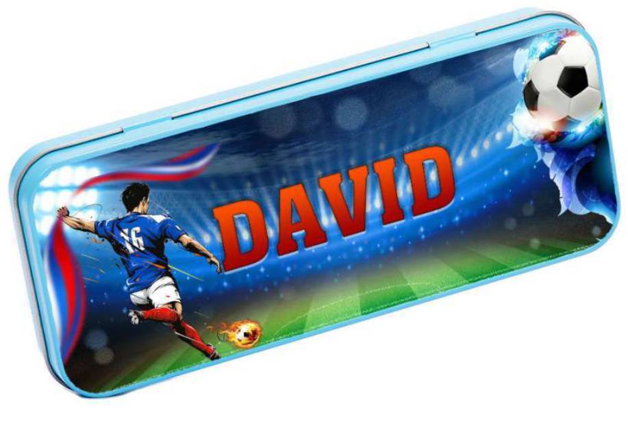 Personalised Any Name Football Pencil Case Tin Children School Kids Stationary 2