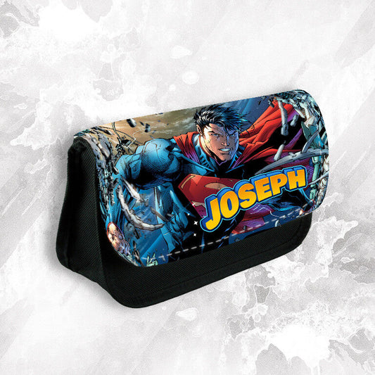 Personalised Any Name Superman Pencil Case Bag School Kids Stationary 2
