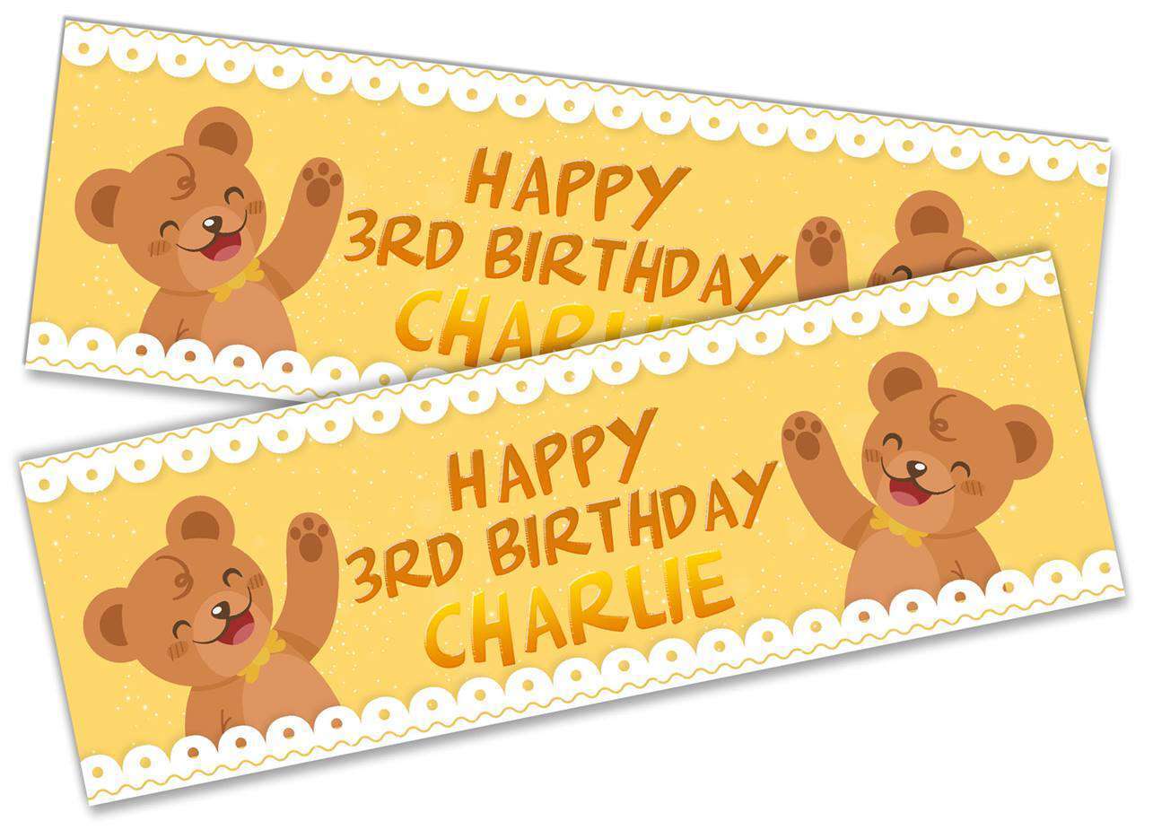 Personalised Birthday Banners Teddy Design Children Kids Party Decoration 114