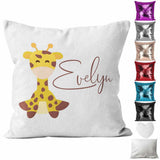 Personalised Cushion Animal Sequin Cushion Pillow Printed Birthday Gift 110