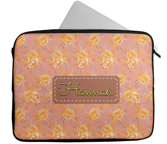 Personalised Any Name Floral Design Laptop Case Sleeve Tablet Bag 113