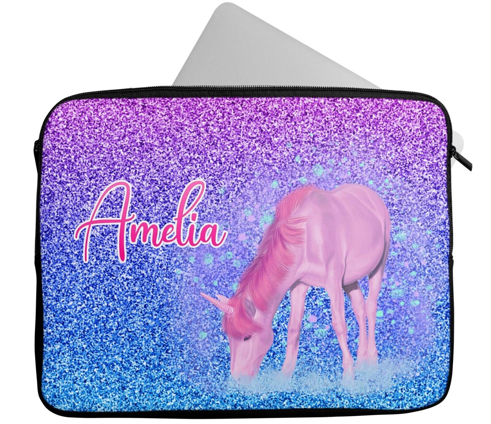 Personalised Any Name Unicorn Design Laptop Case Sleeve Tablet Bag 50