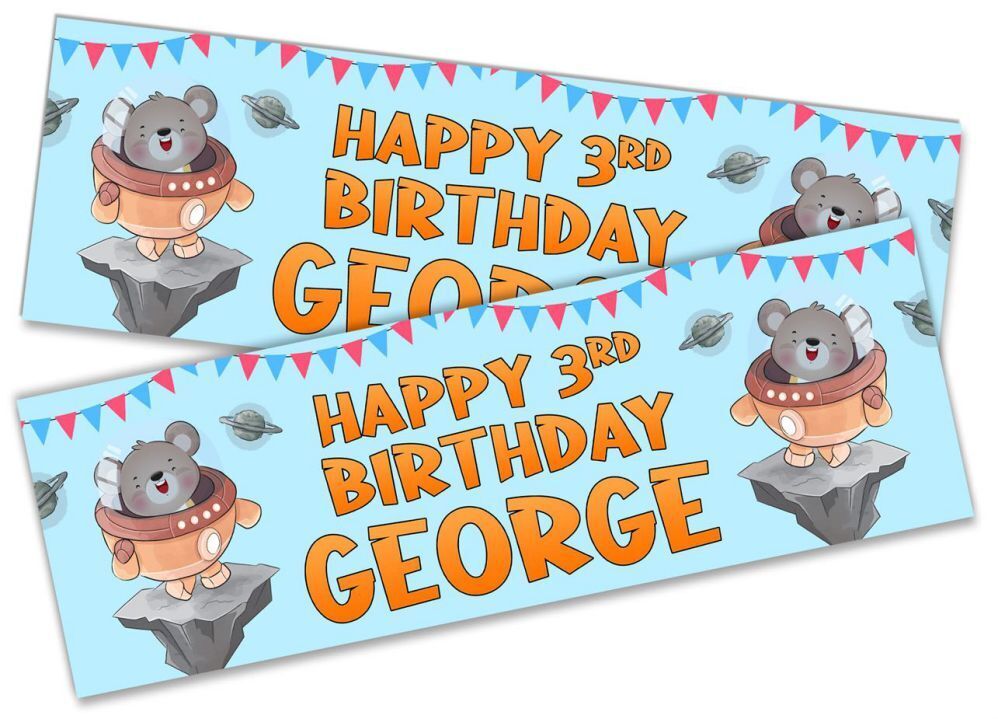 Personalised Birthday Banners Generic Design Children Kids Party Decoration 119