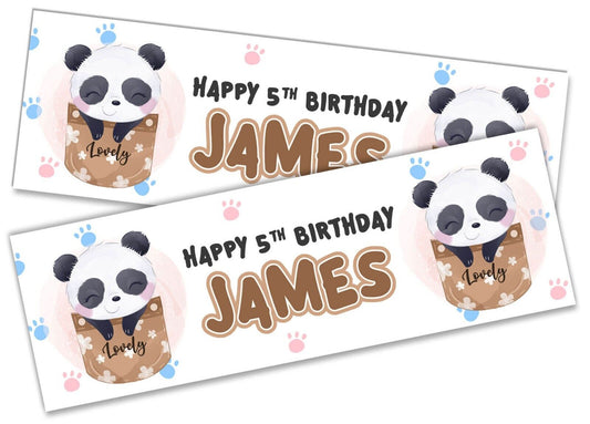 Personalised Birthday Banners Panda Design Children Kids Party Decoration 97