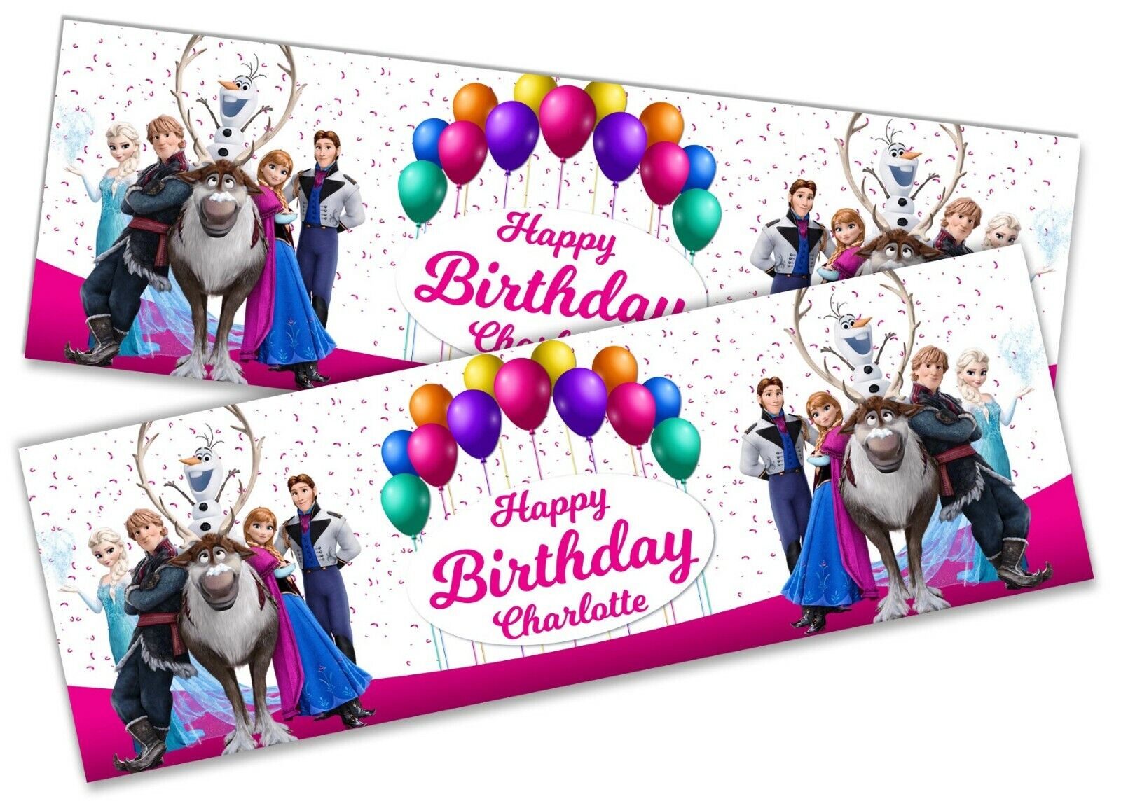 x2 Personalised Birthday Banner Frozen Children Kids Party Decoration Poster 4