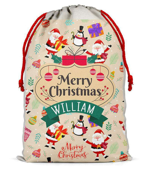 Personalised Christmas Sack Santa Bag Xmas Boy Girl Gift Stocking Bag 760