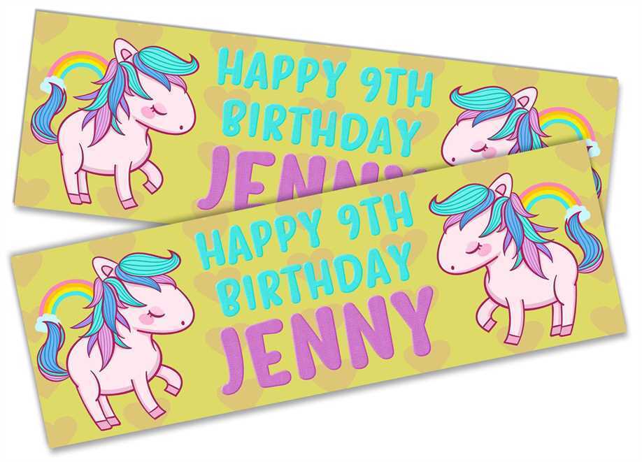 Personalised Birthday Banners Generic Design Children Kids Party Decoration 47