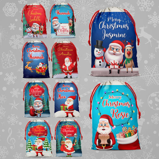 Personalised Christmas Sack Santa Bag Xmas Boy Girl Gift Stocking Bag 9