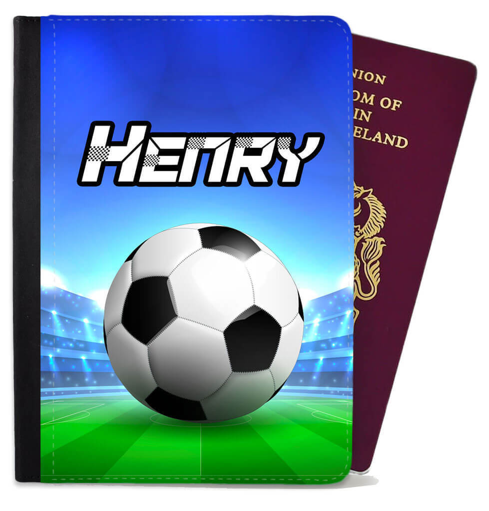 Personalised Football Children Passport Cover Holder Any Name Holiday 12