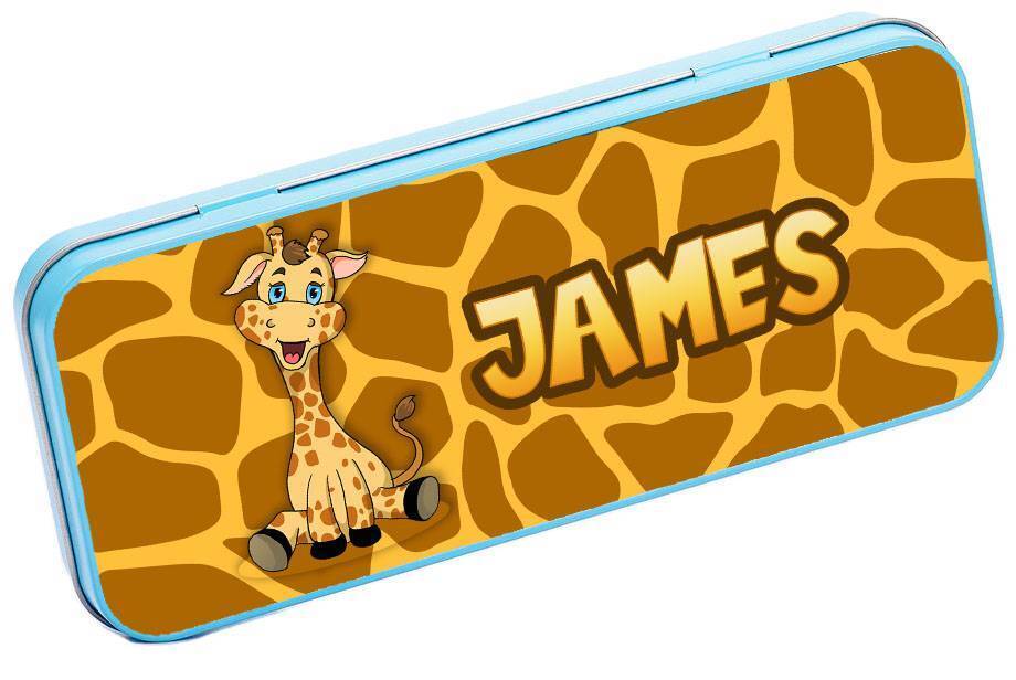 Personalised Any Name Jungle Pencil Case Tin Children School Kids Stationary 18