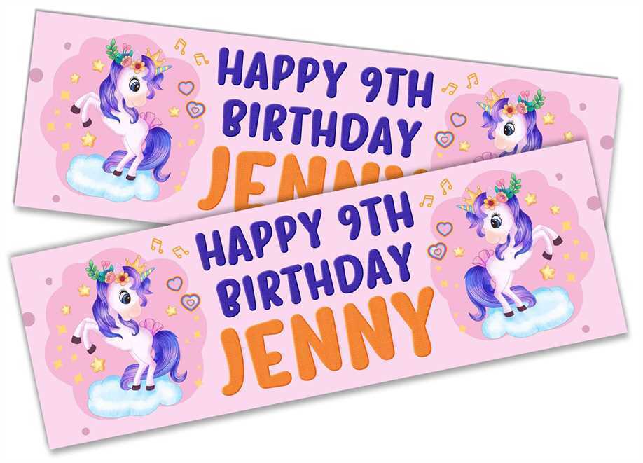 Personalised Birthday Banners Generic Design Children Kids Party Decoration 47