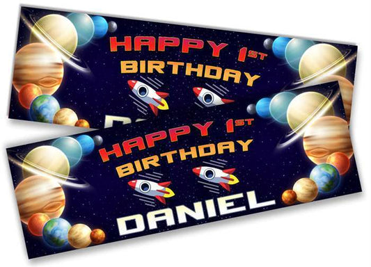Personalised Birthday Banners Space Design Children Kids Party Decoration 2