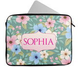 Personalised Any Name Floral Design Laptop Case Sleeve Tablet Bag 54