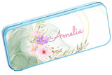 Personalised Any Name Floral Pencil Case Tin Children School Kids Stationary 20