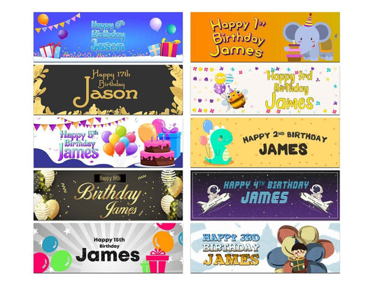 Personalised Birthday Banners Generic Design Children Kids Party Decoration 221