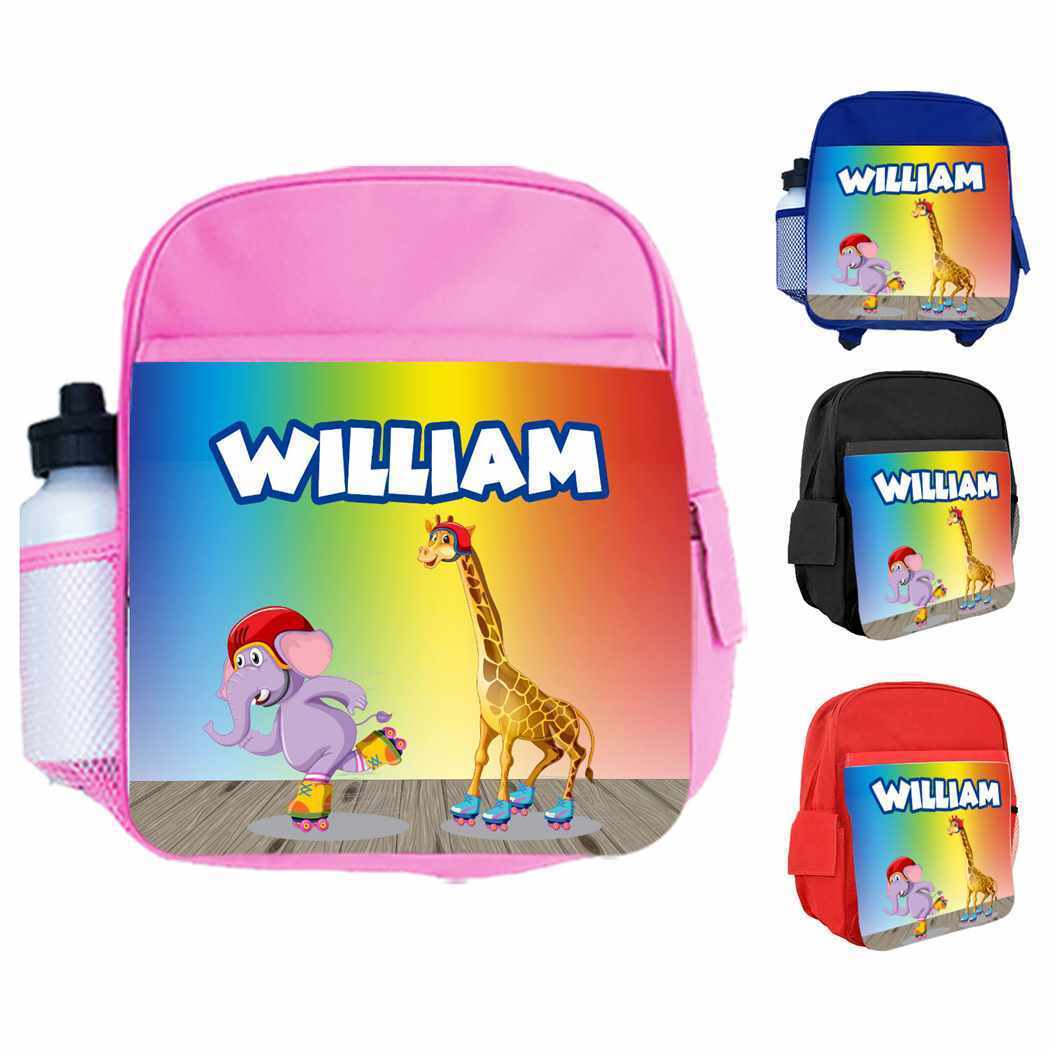 Personalised Kids Backpack Any Name Animal Design Boys Girls kid School Bag 35