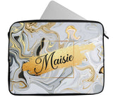 Personalised Any Name Marble Design Laptop Case Sleeve Tablet Bag 34