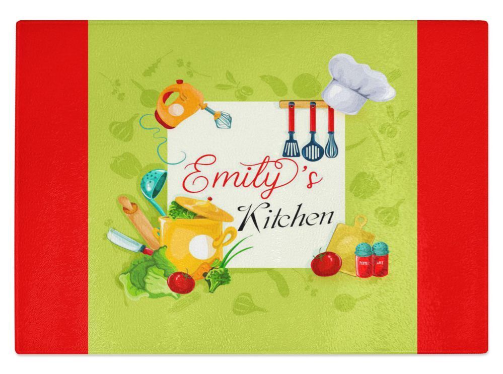 Personalised Any Name Kitchen Glass Chopping Board Item Gift 7