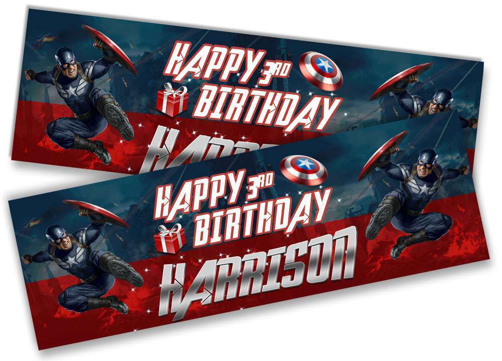 Personalised Birthday Banners Super Hero Design Children Kid Party Decoration 63