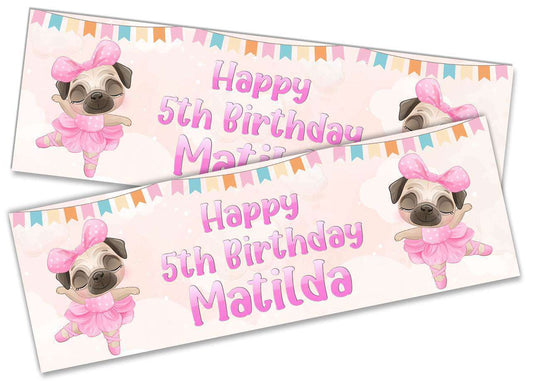 Personalised Birthday Banners Dog Design Children Kids Party Decoration 109