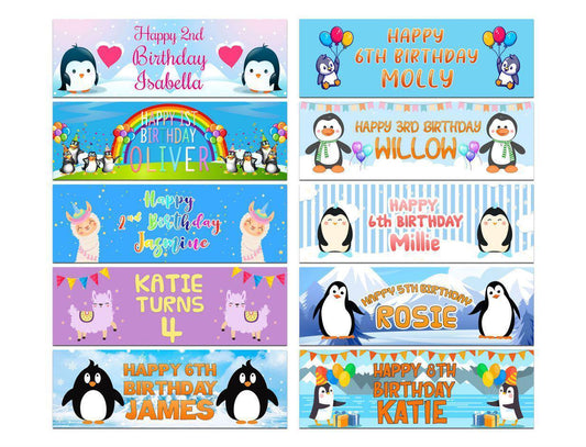 Personalised Birthday Banners Generic Design Children Kids Party Decoration 121