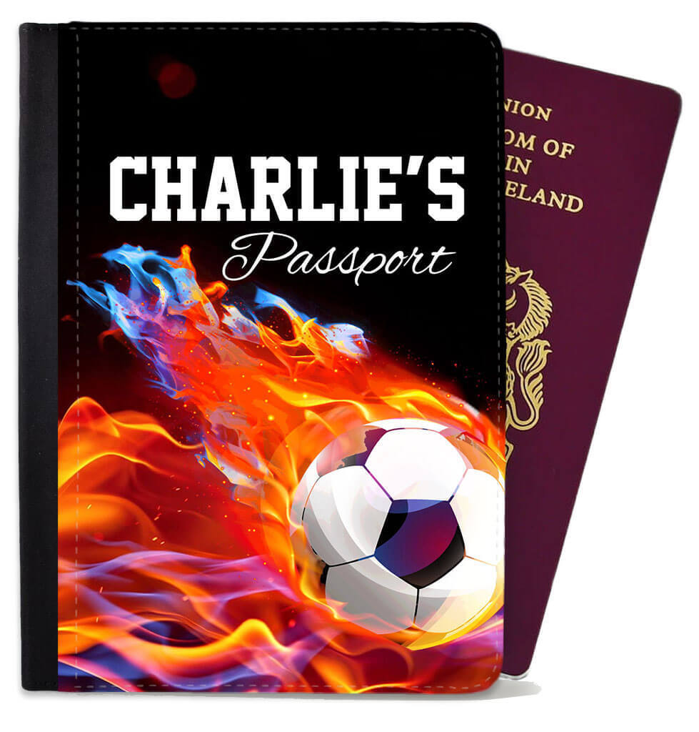 Personalised Football kids Passport Cover Holder Any Name Holiday Accessory 22