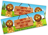 Personalised Birthday Banners Jungle Design Children Kids Party Decoration 81