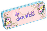 Personalised Any Name Floral Pencil Case Tin Children School Kids Stationary 25