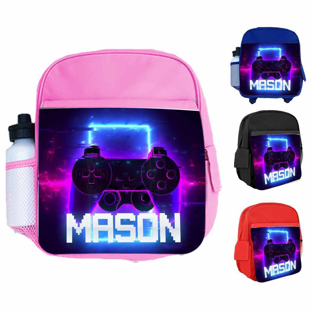 Personalised Kids Backpack Any Name Gaming Boys Girls Children School Bag 8