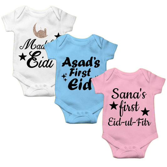 Personalised Eid Baby Vest Baby grow Little baby body suit 11