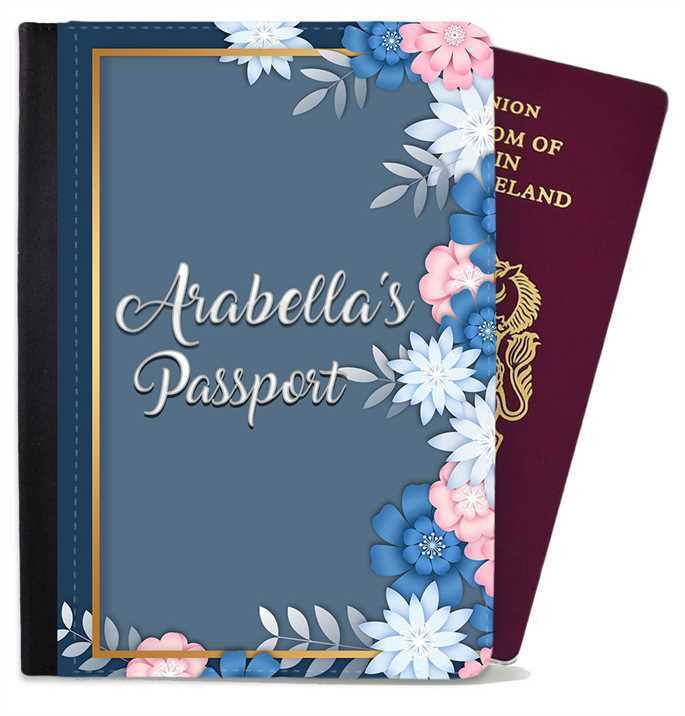 Personalised Floral Children Passport Cover Holder Any Name Holiday Accessory 29