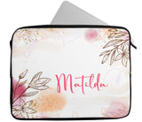 Personalised Any Name Floral Glitter Design Laptop Case Sleeve Tablet Bag 11