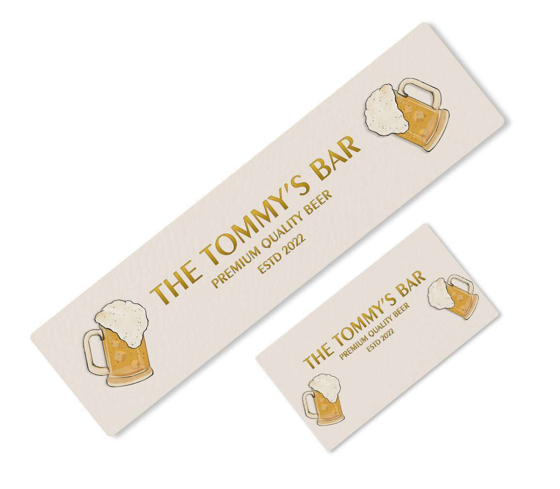 Personalised Any Text Beer Mat Label Bar Runner Ideal Home Pub Cafe Occasion 13