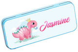 Personalised Any Name Animal Pencil Case Tin Children School Kids Stationary 16