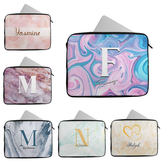 Personalised Any Name Marble Design Laptop Case Sleeve Tablet Bag 104
