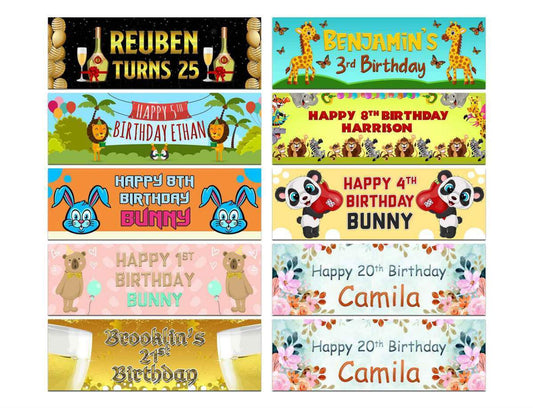 Personalised Birthday Banners Generic Design Children Kids Party Decoration 231