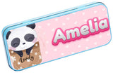 Personalised Any Name Panda Pencil Case Tin Children School Kids Stationary 19