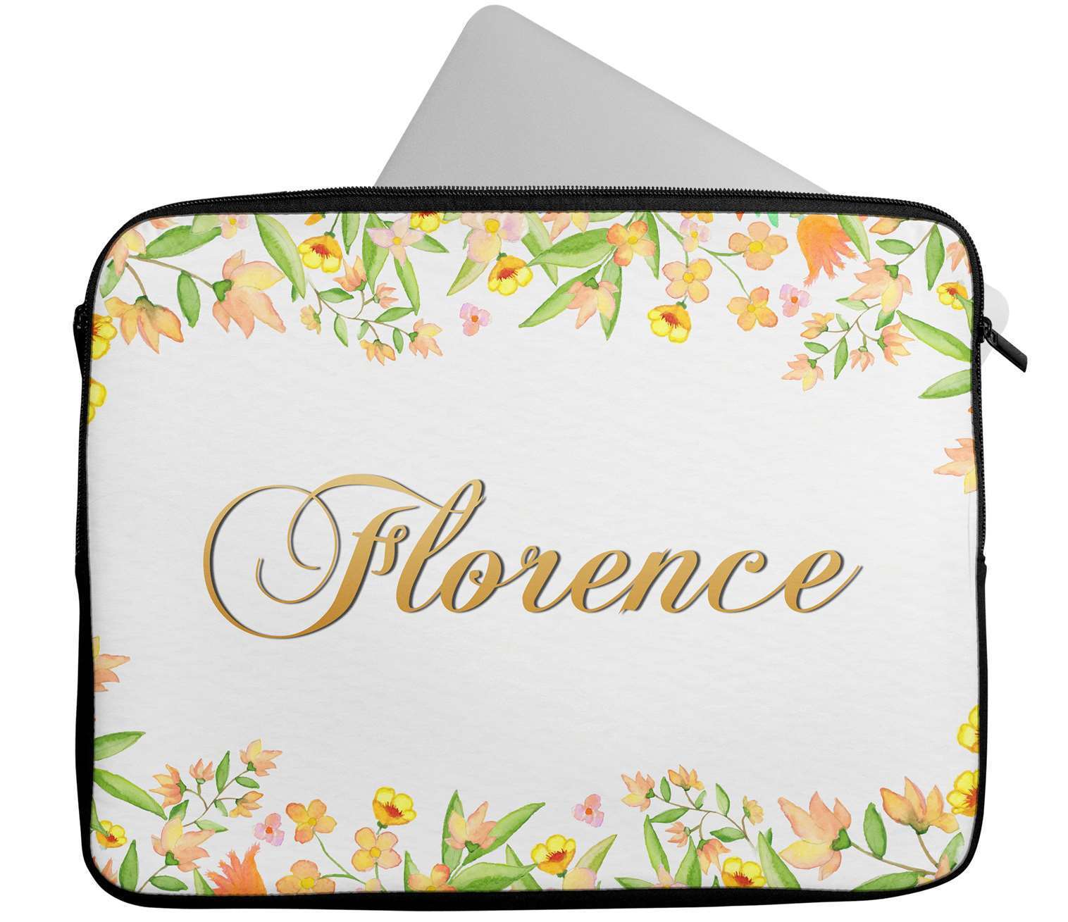 Personalised Any Name Floral Design Laptop Case Sleeve Tablet Bag 28